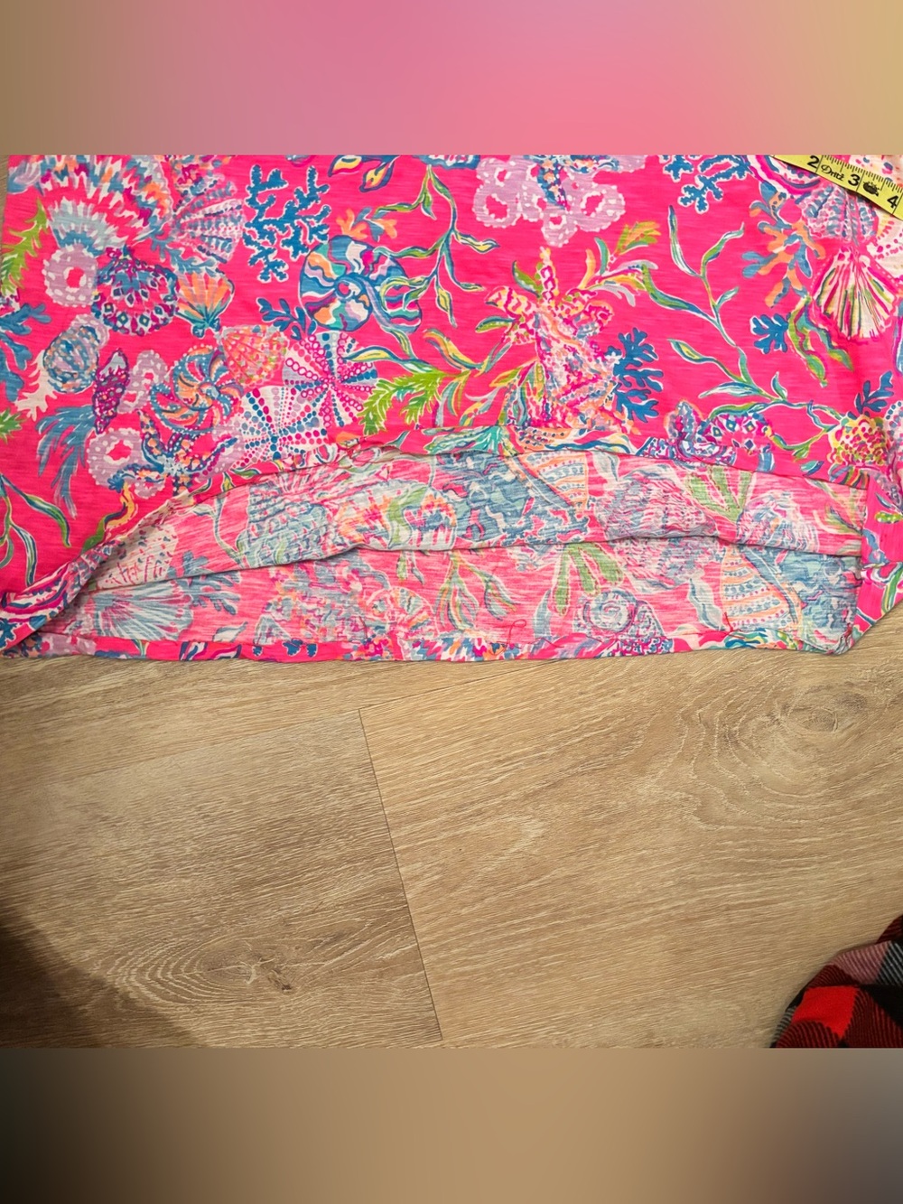 Lilly Pulitzer Pink Blue Tropical Print Shirt. Has been hemmed and sown. - Picture 6 of 7